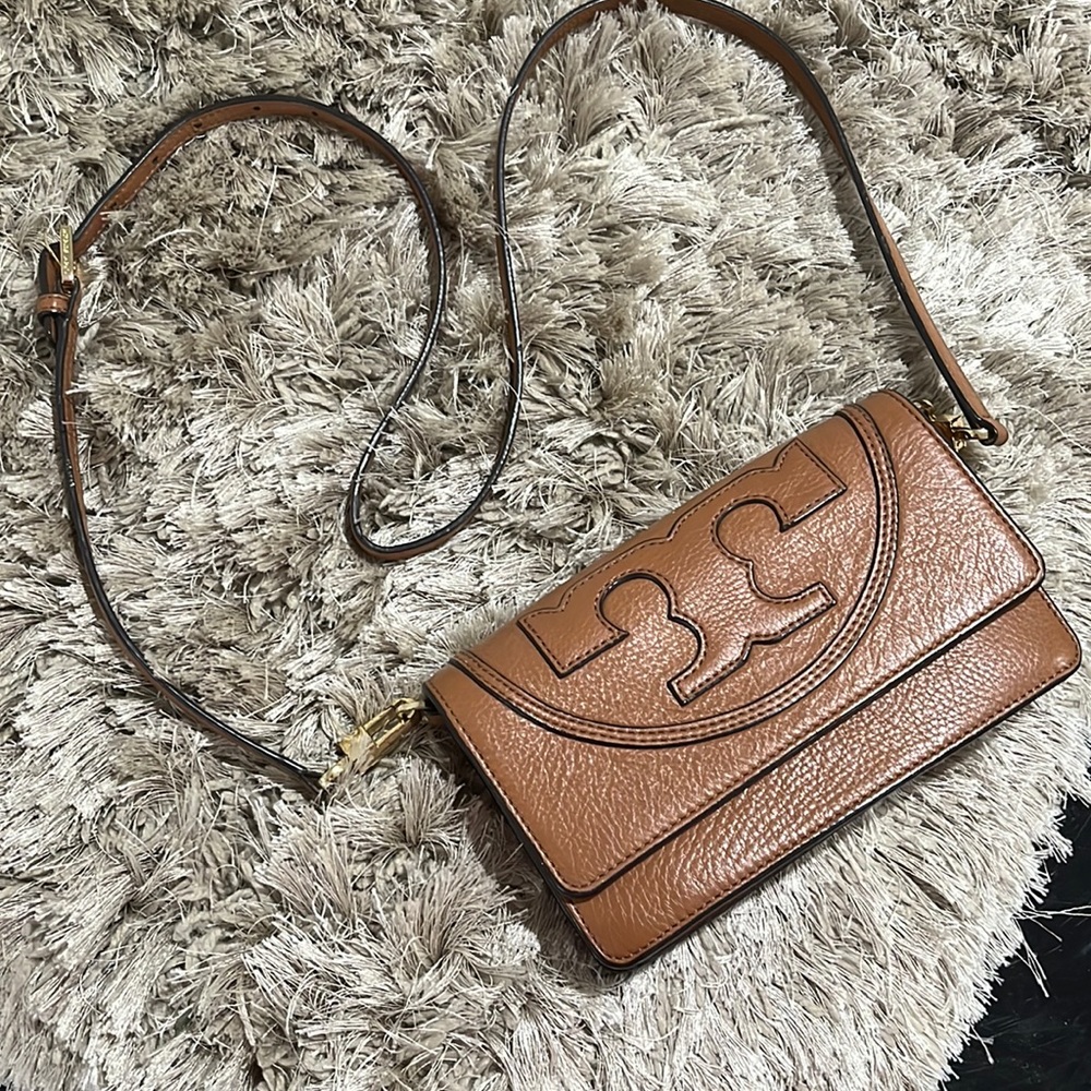 Tory Burch Flap Leather Logo Crossbody